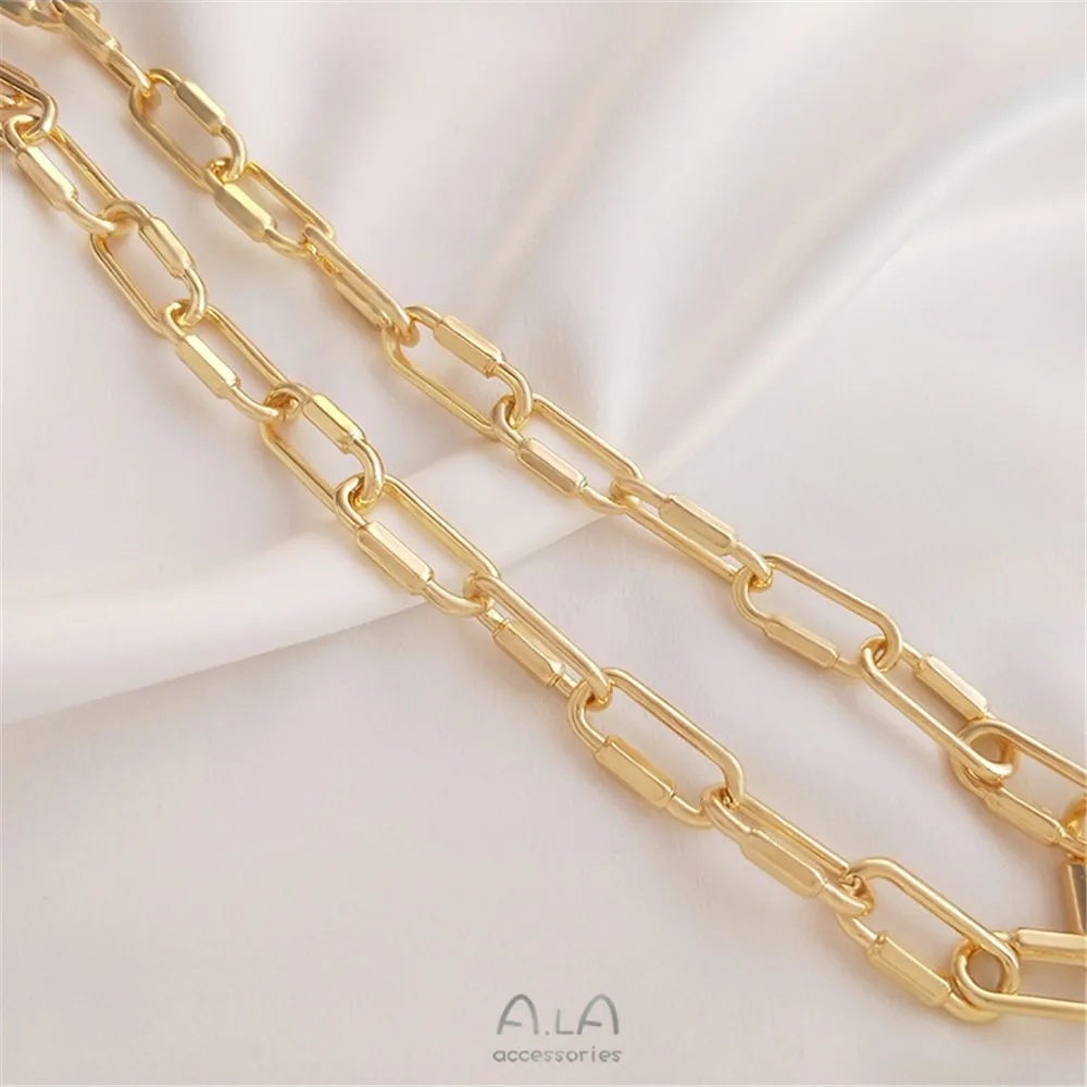 Купи Plated 14K Gold Filled Long O chain oval buckle chain European and American style rough diy bracelet necklace hand loose chain за 315 рублей в магазине AliExpress
