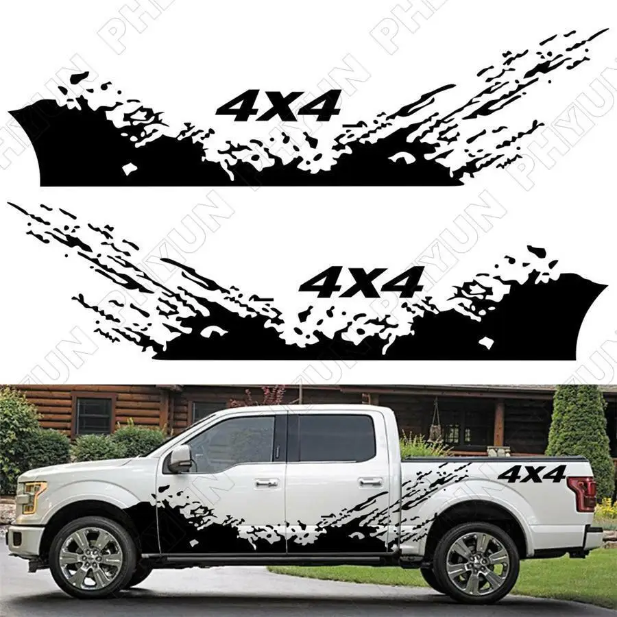

2x Car Truck Body Side Decal Graphic Sticker Black For Dodge 4x4 Off Road Pickup