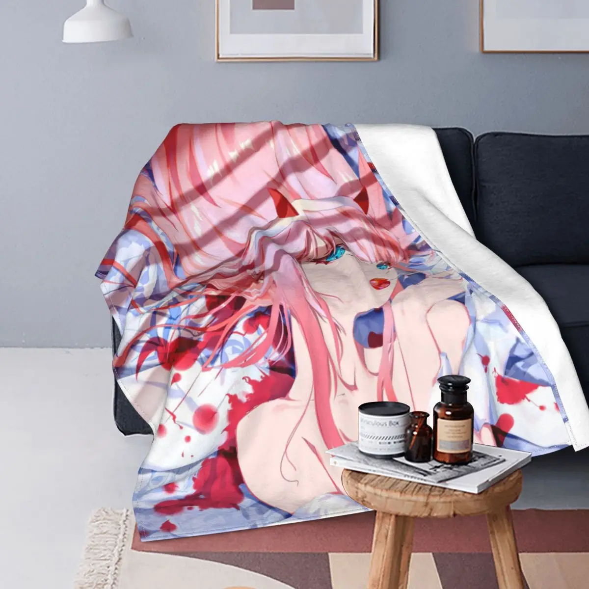 

Darling In The Franxx Blanket Flannel Printed Anime Zero Two Sweet Girl Soft Throw Blankets for Bedding Couch Bedding Throws