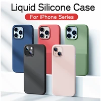 official original liquid silicone phone case for iphone 13 12 11 pro max mini xr xs x 6 6s 7 8 plus se2 3 candy shockproof cover