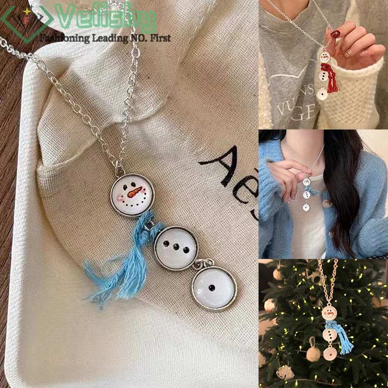 Рождественское ожерелье со снеговиком праздничная подвеска в виде снеговика