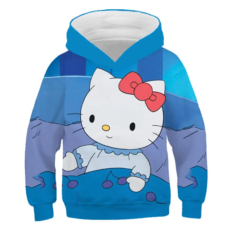 

Hello Kitty Hoodie Kids 3D Sweatshirts Spring Autumn Long Sleeves Hoodies Clothes Boys Girls Kawaii Cartoon Hooded Tops