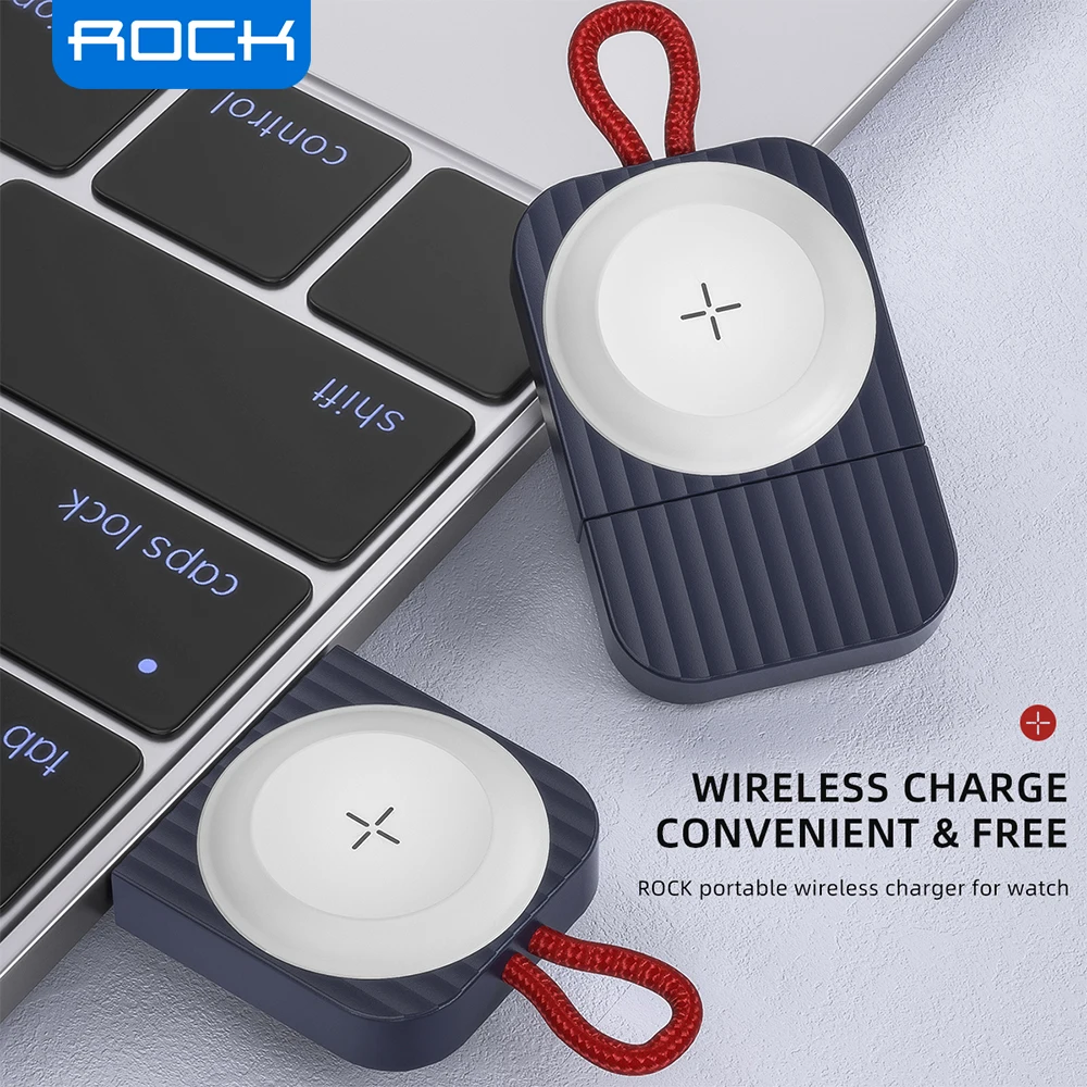 

Беспроводное зарядное устройство ROCK для Apple Watch Series 7 6 5 4 3, портативная Магнитная Беспроводная зарядная док-станция Qi с USB для iWatch SE 2 1