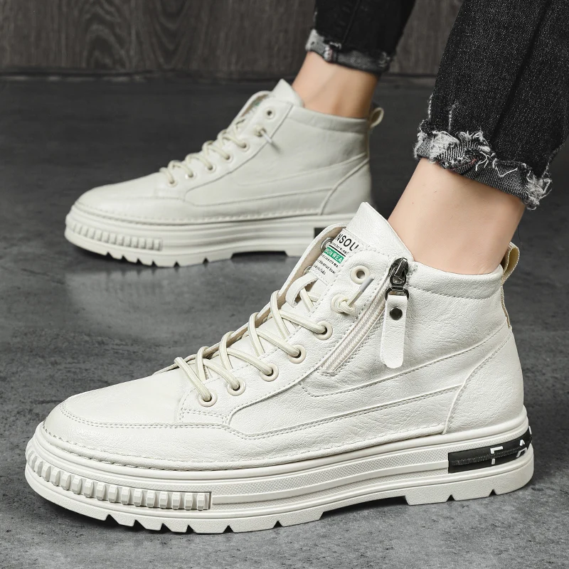 

Мужские кожаные кроссовки, Повседневная Уличная обувь, дышащие, дизайнерские деловые ботильоны