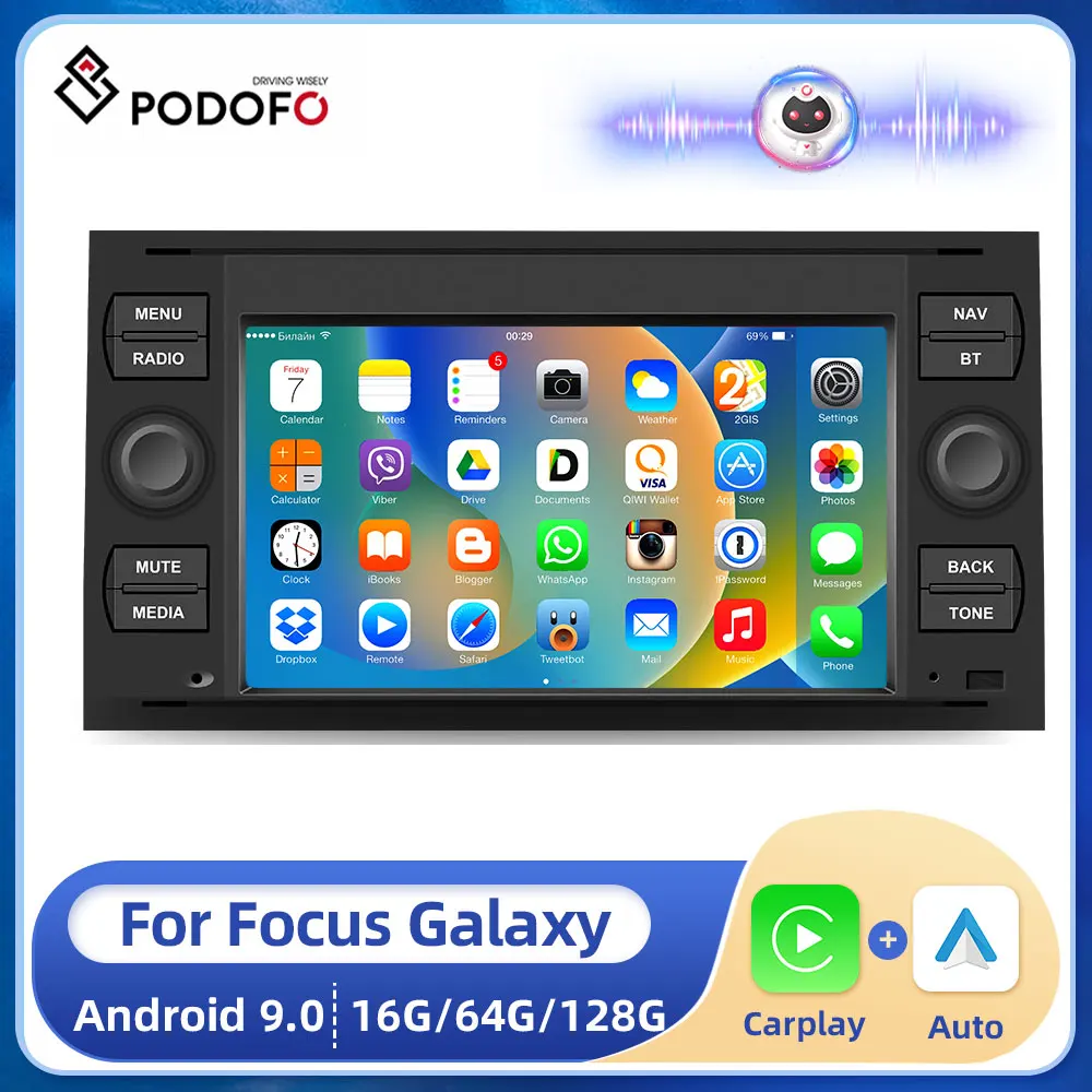 

Автомагнитола Podofo, 7 дюймов, 2din, 8 дюймов, 128 ГГц, Android 10,0, GPS