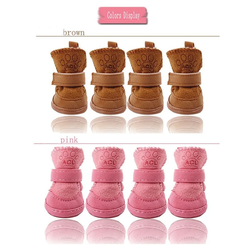 4Pcs/Set Non-slip Dog Snow Boots Cotton with Latex Soles Pet Shoes Large Shih Tzu Shoe для собак | Дом и сад
