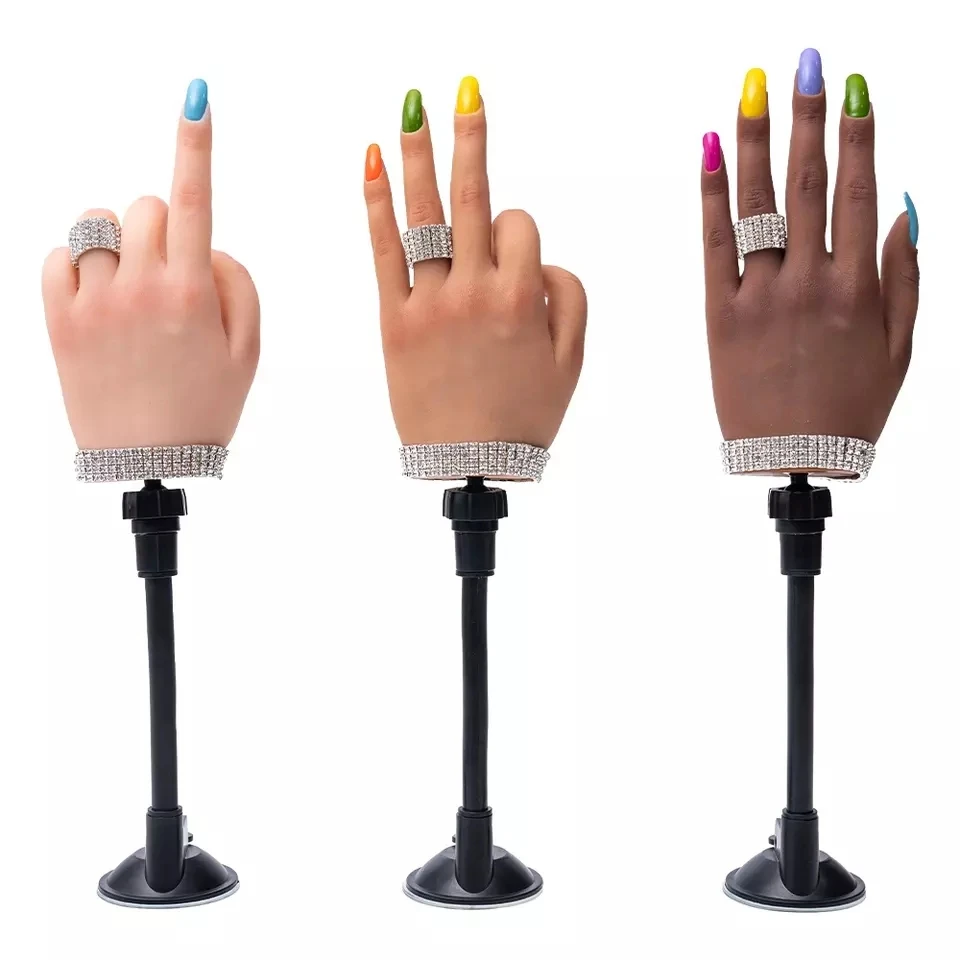 

Female Realistic Silicone Practice Upgraded Hand Mannequin with Flexible Fingers Adjustment For Nails Display and Training