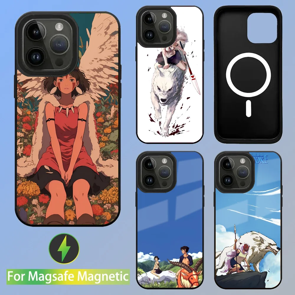 P-Princess M-MononokeS Phone Case For IPhone 16 15 14 13 Pro Max 11 Mini Alex Mirror Magsafe Wireless Charging Cover