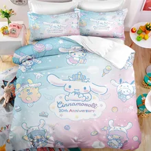 Cartoon Anime Sanrio Bedding Set Kawaii Cinnamoroll Quilt Cover Duvet Cover Pillowcase Kids Girls Bed Set Twin King Size