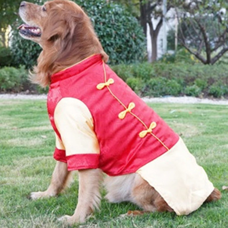 

Big Dog Coat Tang Suit Chinese New Year Large Dog Clothing Cheongsam Golden Retriever Husky Labrador Corgi Clothes Pet Costume