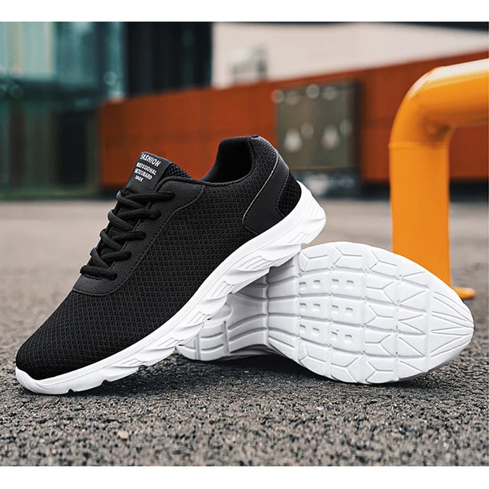 Loekeah Men's Running Shoes Lace-up Mesh Breathable Casual Shoes Outdoor Light Weight Sports Footwear Walking 2022 New Trendy