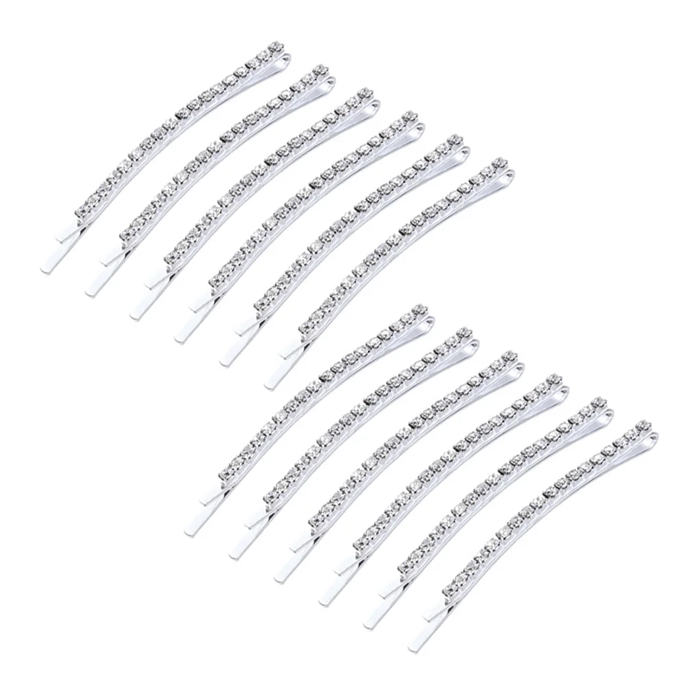 

12pcs Rhinestone Hair Clips Daily Headdress Hair Accessories Single Row Hairpins for Brides