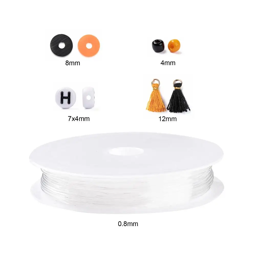 1155Pcs Mixed Round Glass Clay Seed Beads for DIY Halloween Theme Stretch Bracelets Making Kits with Elastic Crystal Thread