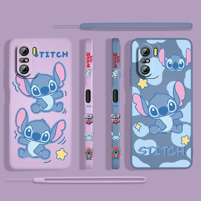 

Disney Stitch Anime Boy Phone Case For Xiaomi Redmi K50 K40 K30 Gaming 10X 9 9A 9T 9AT 8 8A Pro 4G 5G TPU Liquid Left Rope Cover