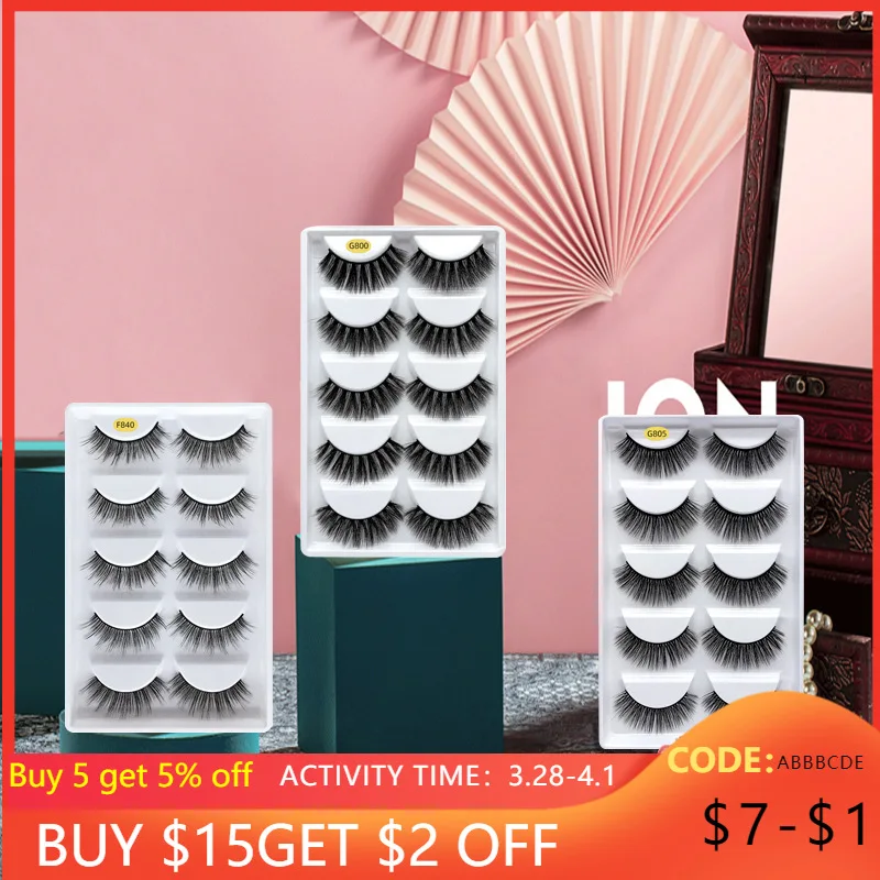 

Mink Eyelashes 5 Pairs Wholesale 3D Makeup False Eyelashes Thick Stereo Eyelashes Chemical Fiber Eyelashes Curly Lashes Eyelash