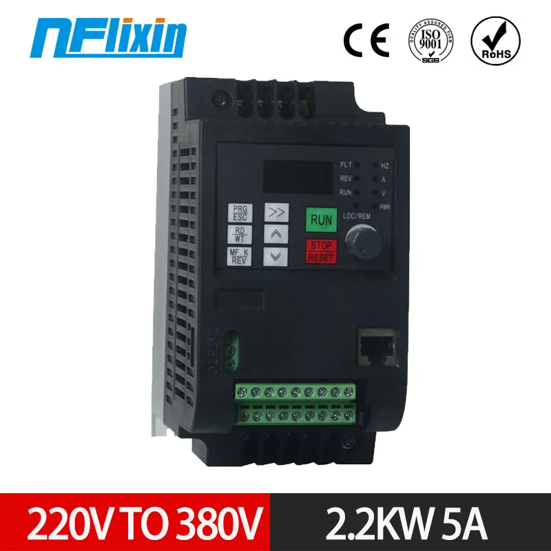 

CNC VFD Boost inverter 2.2KW(3HP) 220V Inverter Single-Phase Input to 380V Frequency Converter Invertor for Spindle Motor