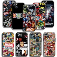 marvel avengers logo for iphone 13 12 11 pro max mini 5 6 6s 7 8 plus x xr xs max phone case soft funda liquid silicon carcasa