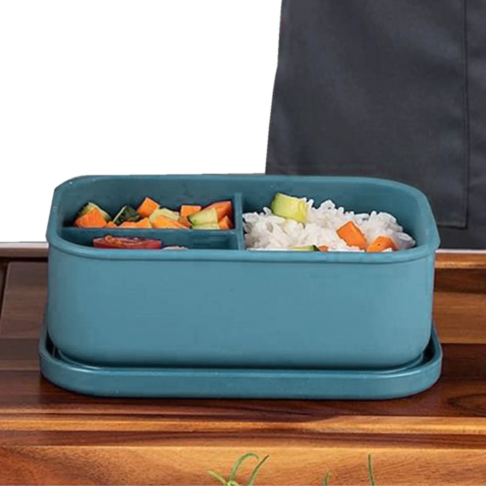 Silicone Bento Box 3 Compartments Adult Lunch Box Bento Containers Adult Bento Box Stackable Lunch Boxes With Cover For Fruit