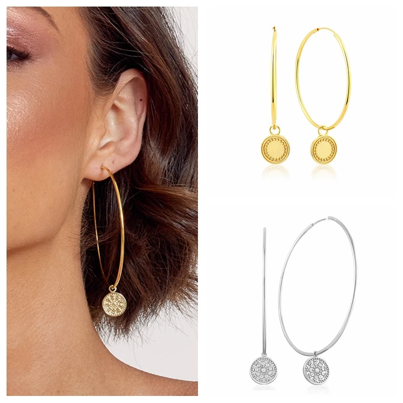 

47mm 57mm Trendy Large Hoop Earrings for Women 925 Silver Ear Buckle Big Circle Earring Brincos Loop Earrings Party Jewelry