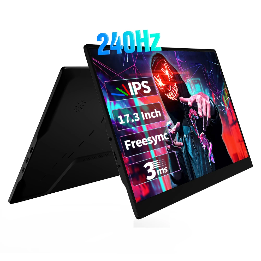 17.3 Inch 240Hz Portable Monitor 1080P HDR 100%SRGB IPS Screen GTG 3MS Freesync Game Display For PC Laptop Mac Xbox PS4/5 Switch