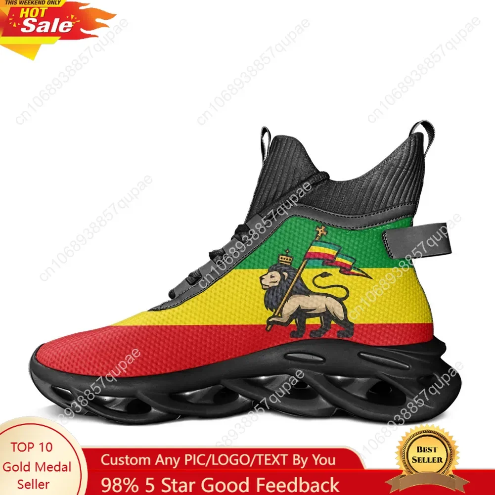 Фото Высокие кроссовки на плоской подошве Reggae Rastafari Rasta Lion Of Judah, мужские и женские подростковые туфли, повседневные легкие альпинистские кроссовки №1