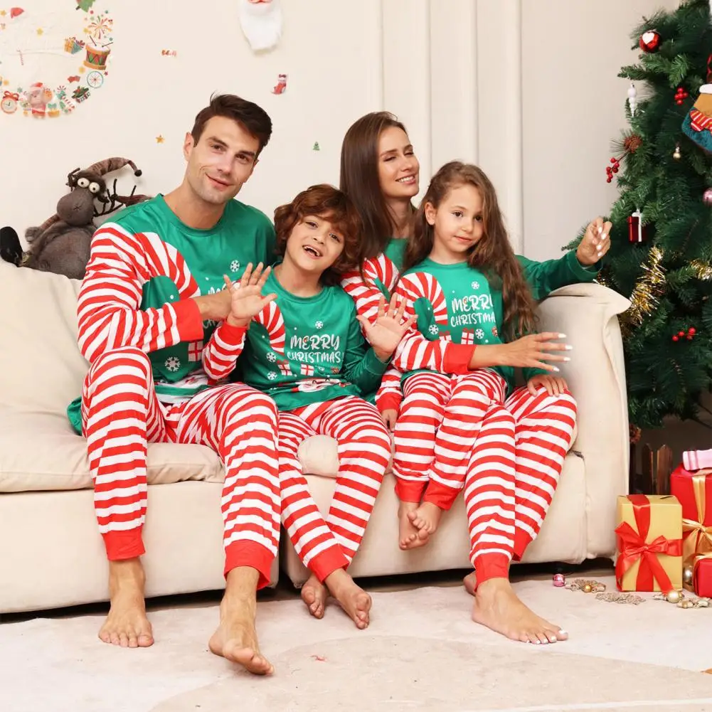 

Christmas Pajamas Set Sleepwear Long Sleeve Washable Quick Drying Cartoon Print Xmas Family Jammies Loungewear Sleepwear