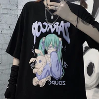 fashionvintage style streetwear women t shirt female anime loose print top tee punk anime print shirt oversized harajuku