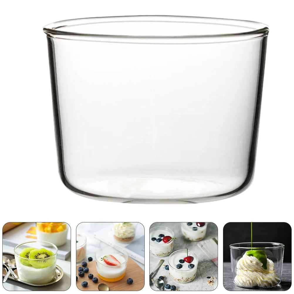 

4pcs Crystal Dessert Cups Ice Cream Bowls Shortcake Cups Round Mousse Cups Glass Mousse Cups Slanted Cup
