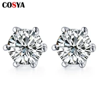 cosya 925 sterling silver earrings diamond simple and versatile six claw high carbon diamond earrings for women party jewelry