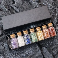 seven chakra colorful crystal gravel wishing bottle set gift box natural stones pendent necklaces yoga medition mineral crafts