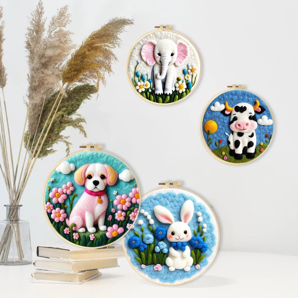 SDOYUNO комплекты валяния для начинающих животных рамка вышивки товары рукоделия