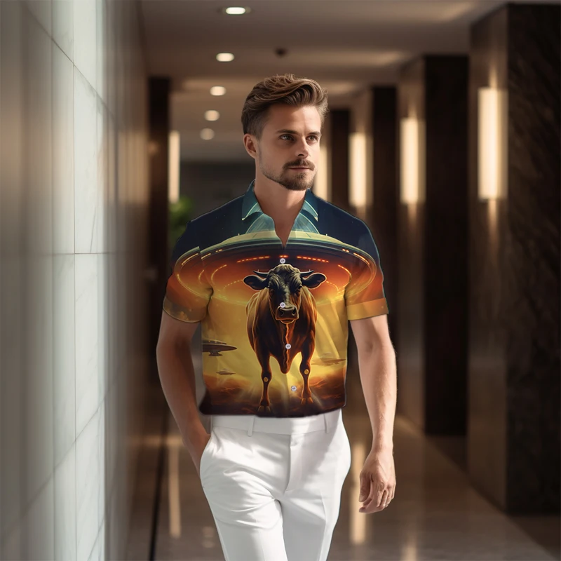 

Men Summer Refreshing Comfortable Short Sleeve Shirts New High Quality Shirts Sports Fitness Shirts Hawaiian Vacation Shirts