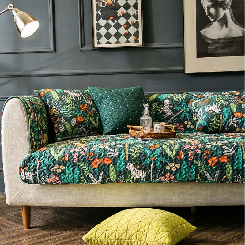 

American retro fashion sofa cushion pastoral four seasons universal cotton fabric cushion simple sofa towel non-slip