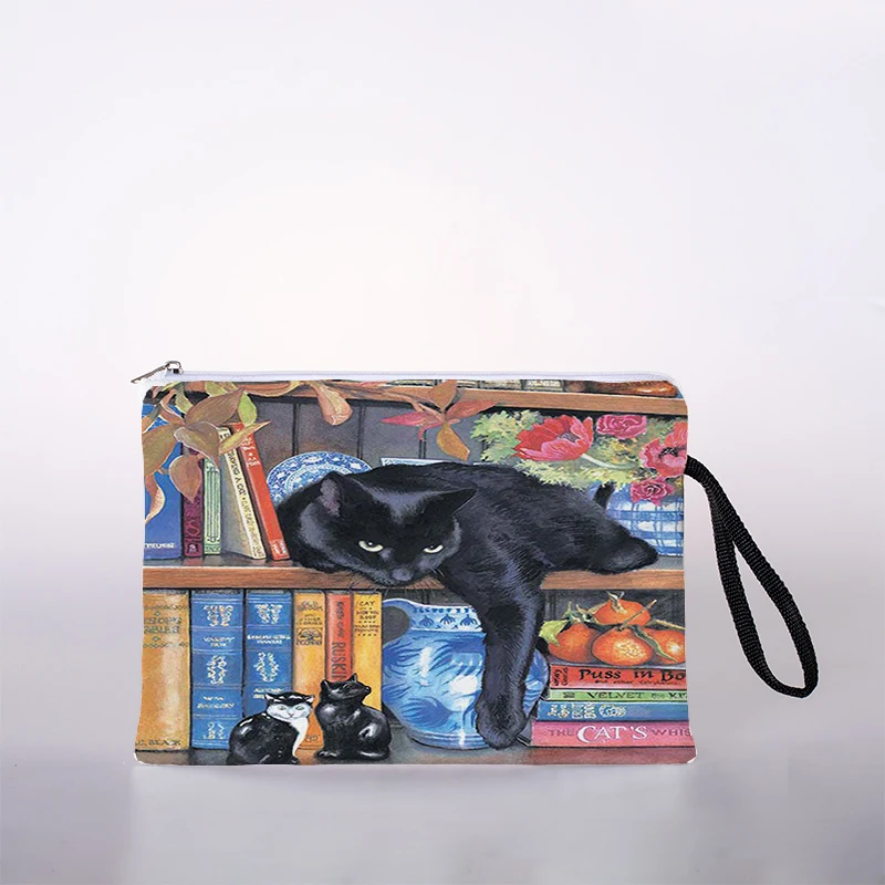 

Женская водонепроницаемая косметичка, миниатюрная модная сумочка для косметики с рисунком кошки, подарок для девушек, дорожный Органайзер