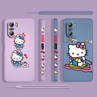 anime hello kitty cute for xiaomi redmi k50 gaming 10x 9 9a 9t 9at 8 8a 7 6a 5a 4x pro 4g 5g liquid left rope phone case fundas