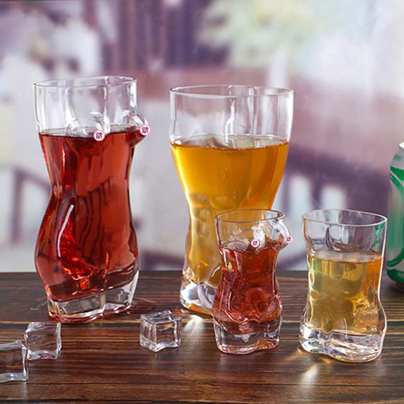 

Sexy Lady Men Durable Double Wall Glass Cup Glass Cup Wine Shot Glass Big Chest Beer Cup Creative Body Shape Glass Cup
