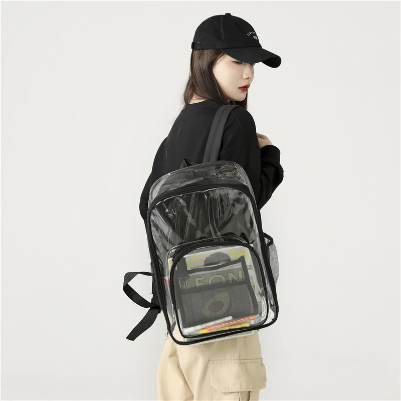 Women's PVC Plastic Backpacks Ladies Versatile Rucksacks Designer Soft Large Capacity Waterproof Female Transparent Schoolbags