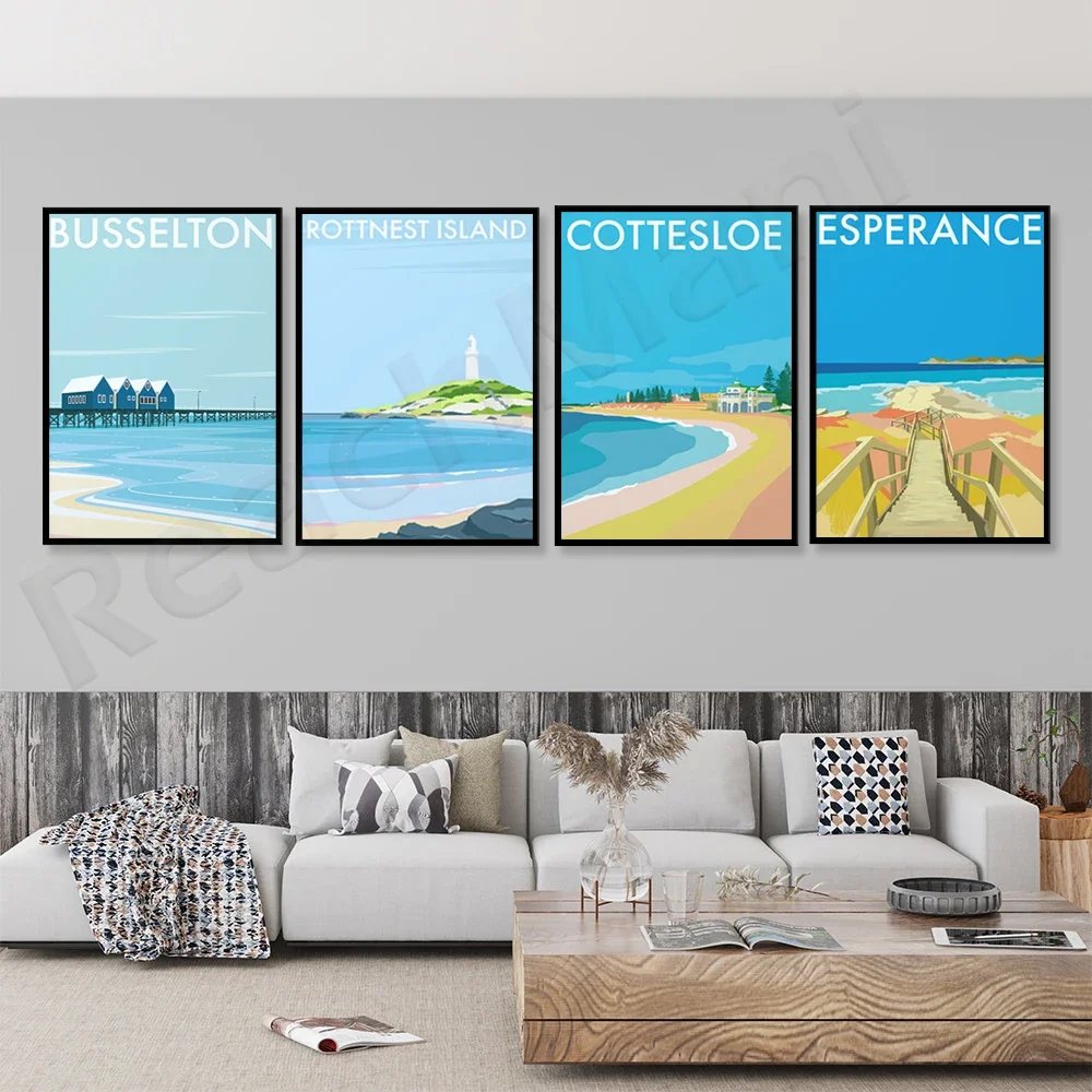 Синий лодочный домик Perth Crawley Edge Travel Cottesloe Beach Rottnest Island Busselton Pier Lucky Bay nne Printed P