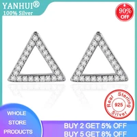 yanhui tibetan silver s925 earrings women personality triangle stud earrings korean fashion jewelry geometric earing girl gift