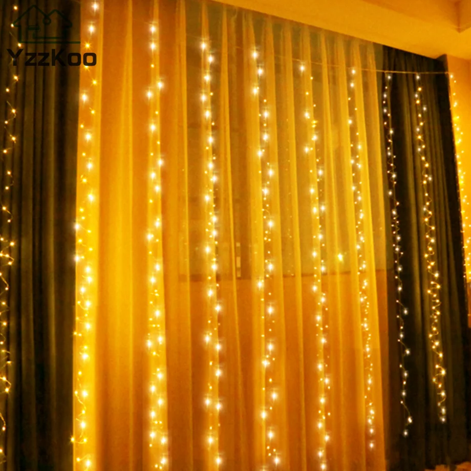 Curtain LED String Lights Christmas Decoration 3m Remote Control Holiday Wedding Fairy Garland Lights for Bedroom Outdoor Home