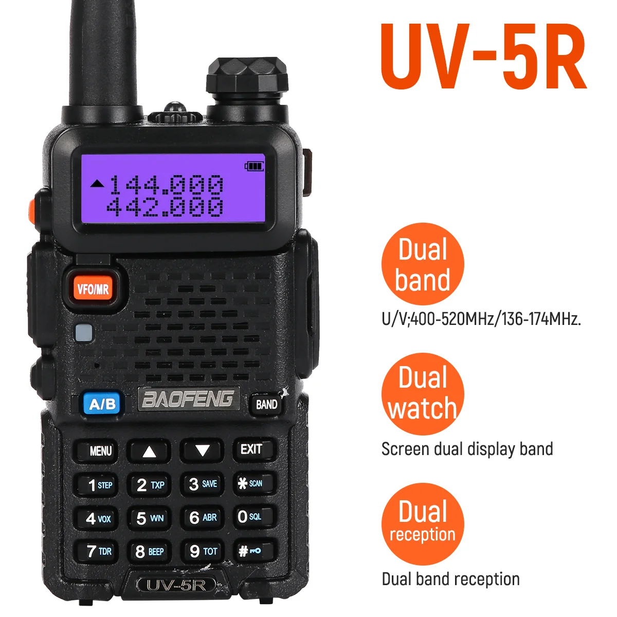 1/2PCS Lot BaoFeng UV-5R 10KM Walkie Talkie Professional Ham Radio Transceiver Dual Band VHF UHF 400-520MHZ UV 5R Two Way Radios