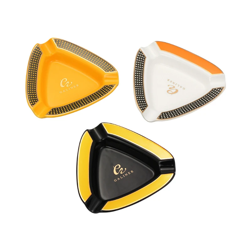 

Cigar Ashtray Creative Triangle Portable Three Cigarette Slot Ceramic Ashtray Smoking Accessories
