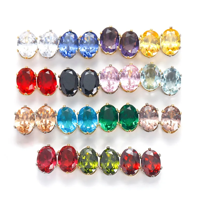 

6 * 8mm White Color Elliptical Zircon Claw Drill Artificial Color Egg Crystal Zircon Claw Drill for Jewelry Accessories