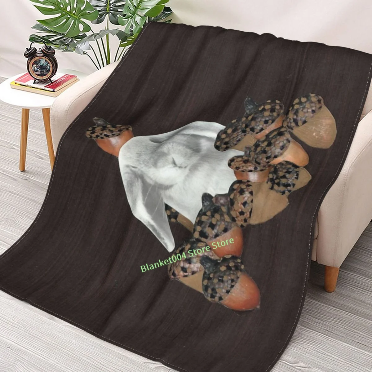 

Bunny With Acorn Throw Blanket 3D printed sofa bedroom decorative blanket children adult Christmas gift