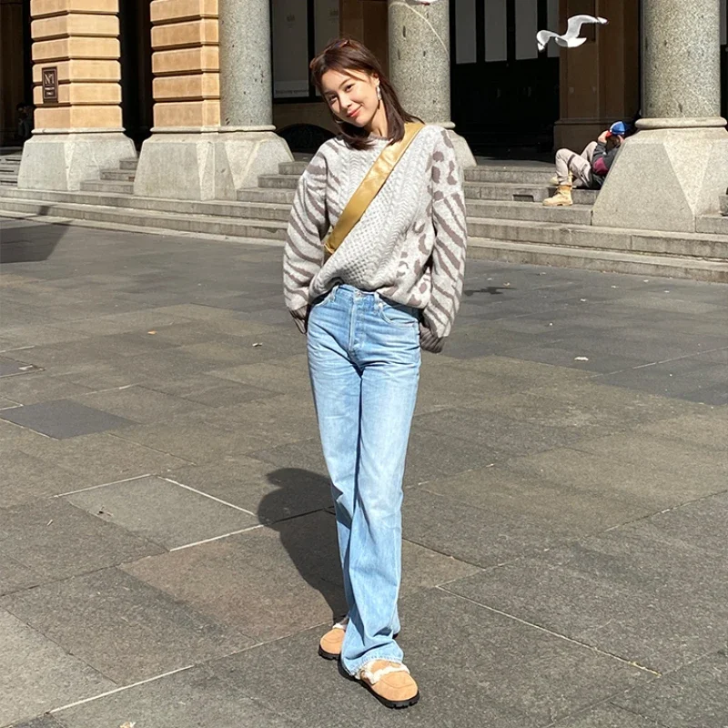 Женские свободные джинсы с высокой талией