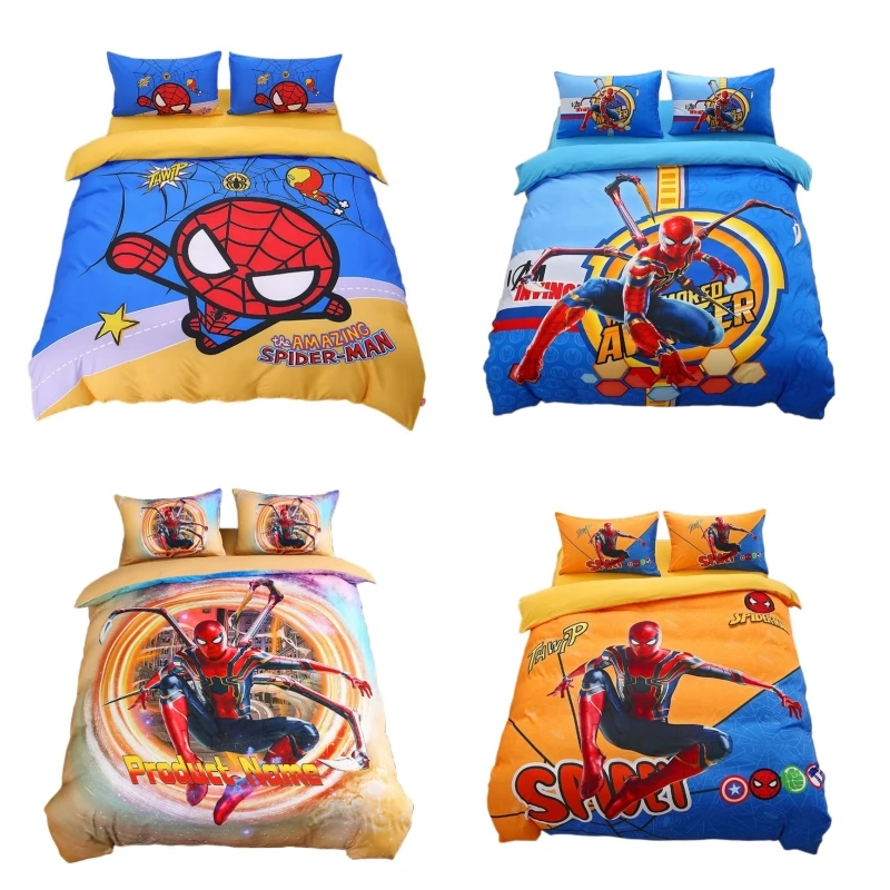 

Children's cartoon four-piece set skin-friendly soft bedding Spiderman three-piece student dormitory cute bed sheet quilt cover