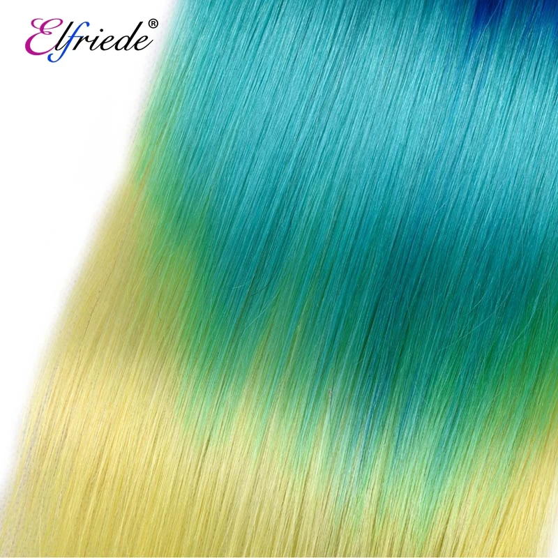 Elfriede синие/зеленые/желтые прямые пучки цветных волос с эффектом омбре