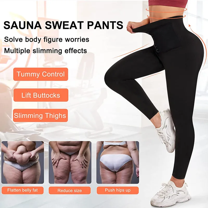 Body Shapers Sauna Sweat Pants Women's Leggings High Waist Slimming Sweatpants Compression WaistTrainer Thermo Fitness Shapewear