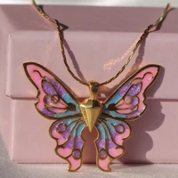 gold color silver color shape pendant for woman fashion colorful wing butterfly necklace barbie doll same style jewelry gift