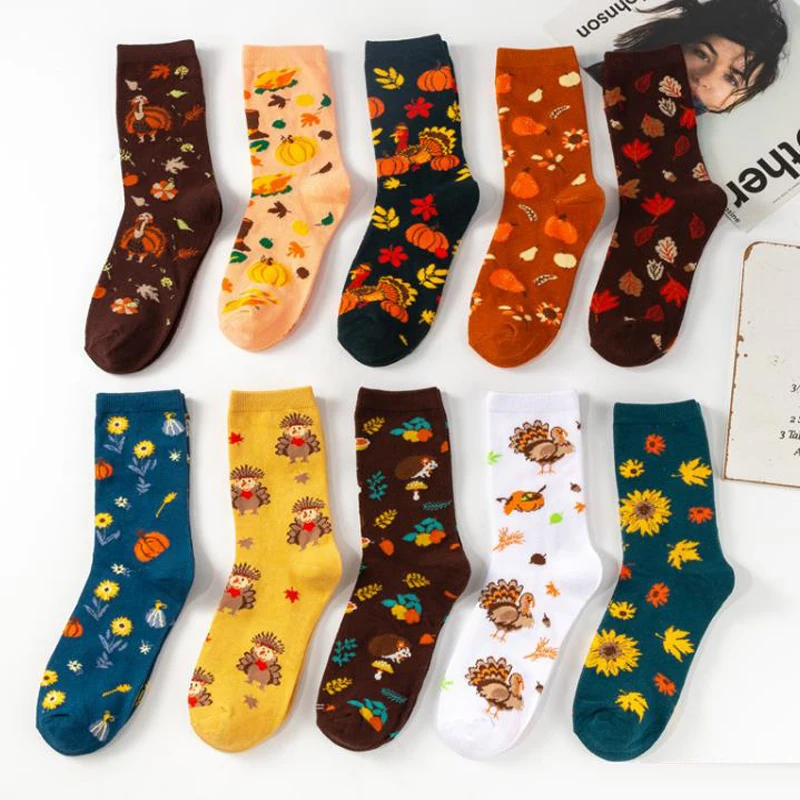 

Женские рождественские носки, Модные Цветные милые хлопковые носки с мультяшными животными, забавные носки с цветами в стиле Харадзюку